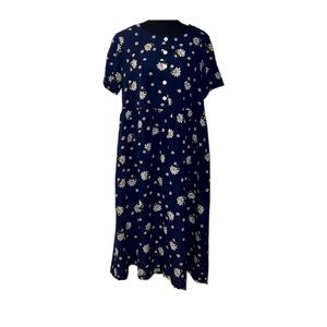 90s BLAIR BLUE FLORAL SUMMER DRESS | M Petite
